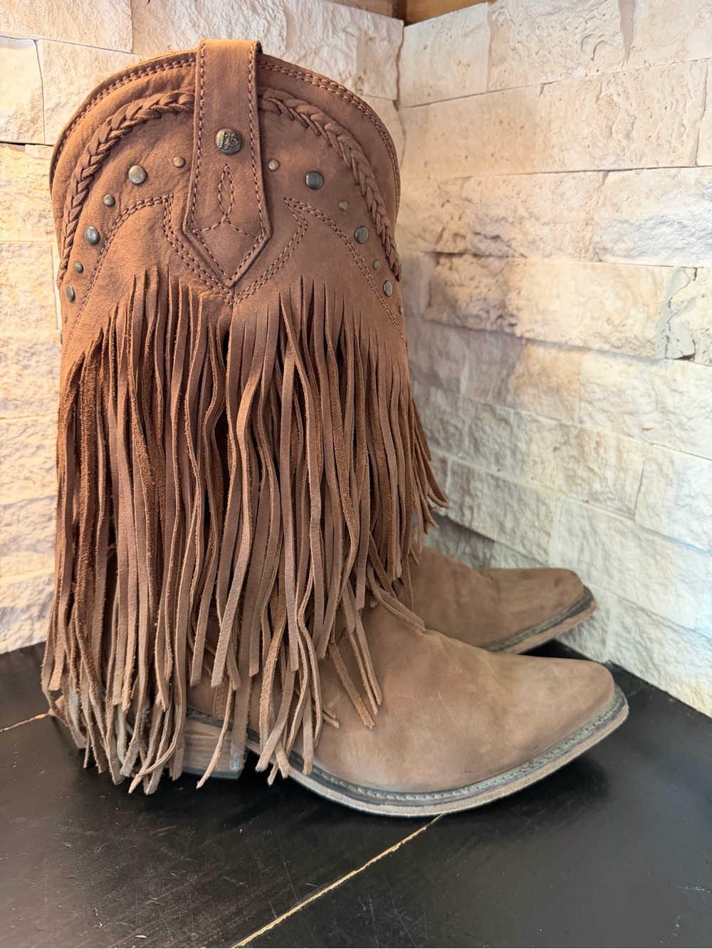 Liberty Black Vegas Fringe Studded Boots LB71124 Western Brown Rodeo Womens 89